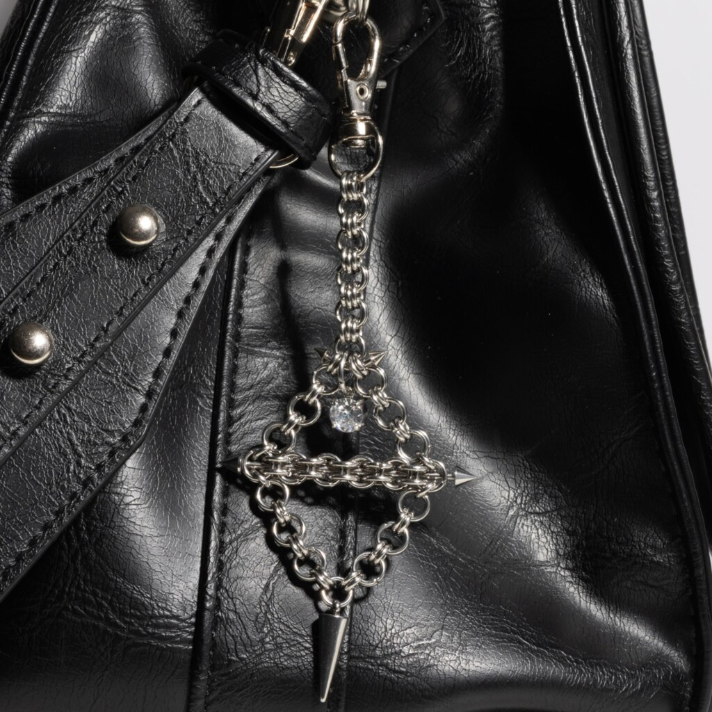 Axis Charm industrial piercing chainmail charm white variant on an bag by silentchxos