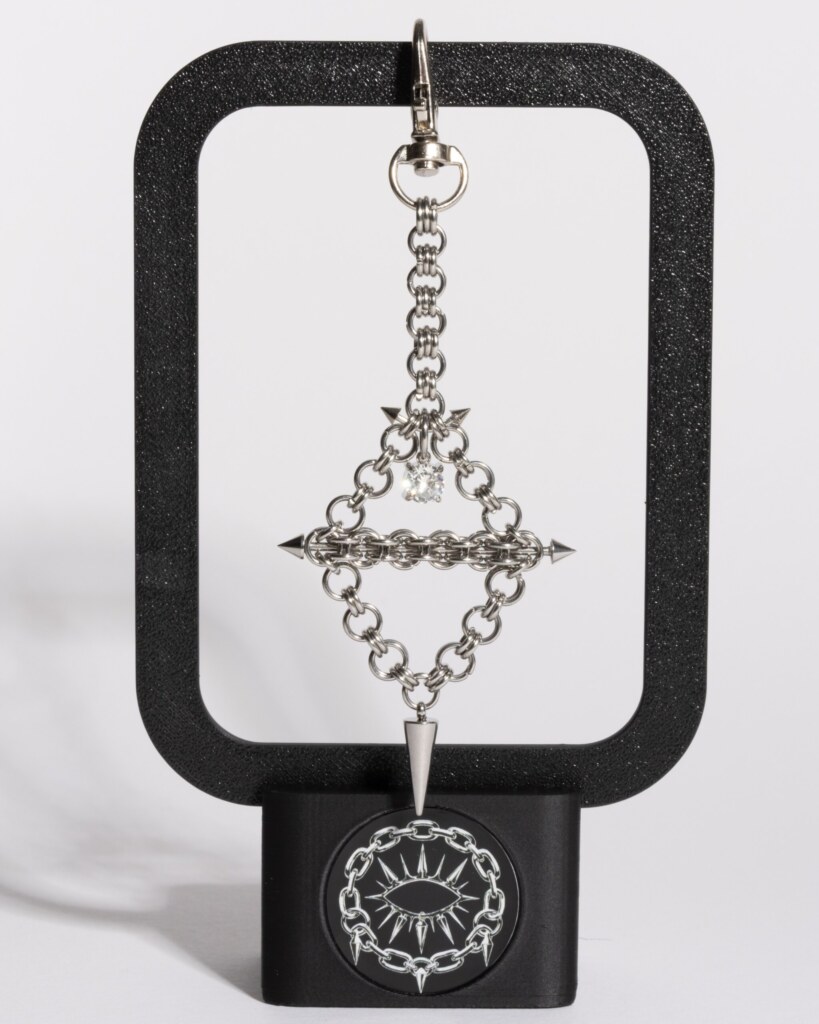 Axis Charm industrial piercing charm white variant detail view by silentchxos
