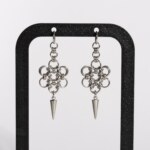 Bloom Spike Japanese flower chainmail earrings with spike drop by silentchxos