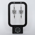 Bloom Spike Japanese flower chainmail earrings with spike drop by silentchxos