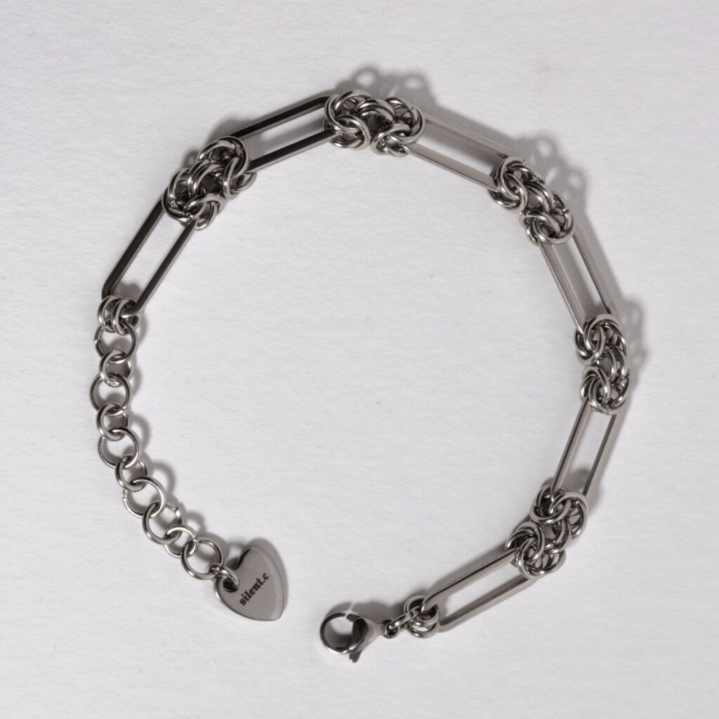 Bone handmade chainmail bracelet in stainless steel by silentchxos