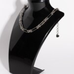 Bone Chain chainmail choker necklace worn close to neck by silentchxos