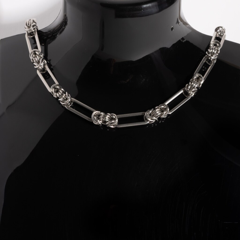 Bone Chain chainmail choker necklace detail view by silentchxos