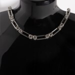 Bone Chain chainmail choker necklace detail view by silentchxos