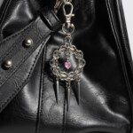 Halo Spike chainmail spike charm with pink heart pendant hanging on an bag by silentchxos