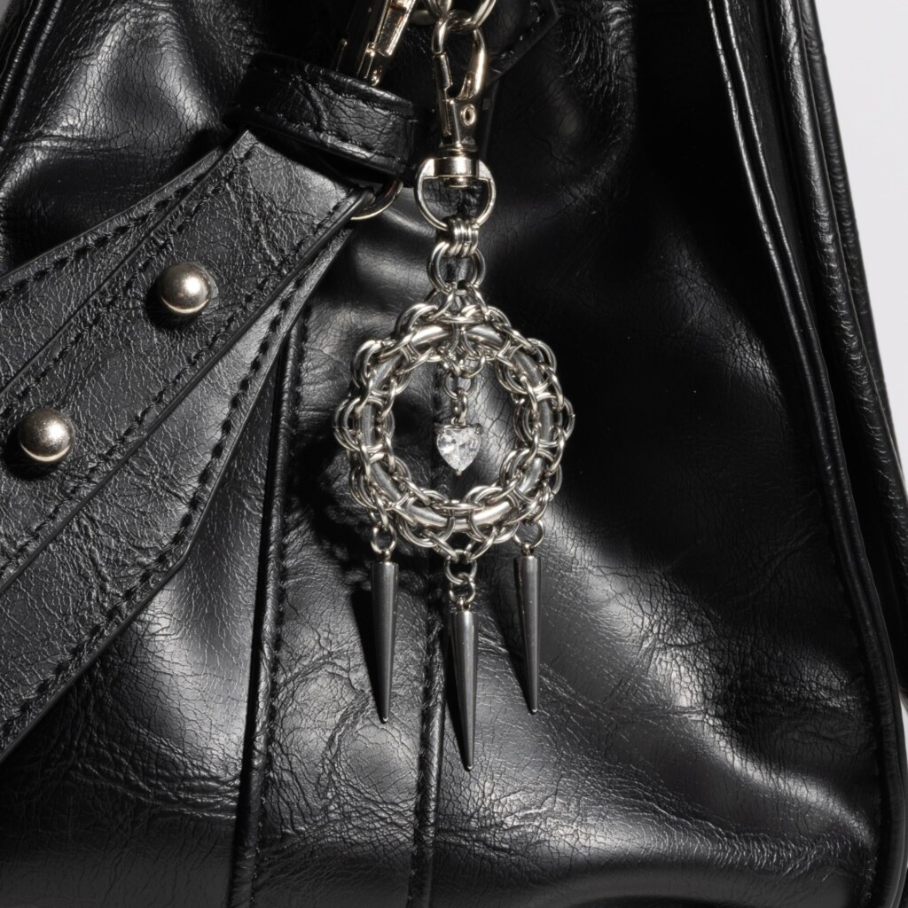 Halo Spike chainmail spike charm white heart variant hanging on an bag by silentchxos