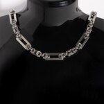 Recta Chain steel bar chainmail necklace detail view by silentchxos