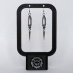 Recta Fang chainmail bar earrings with spike drop by silentchxos