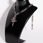 Silent Chain byzantine chainmail necklace full length detail pink heart variant by silentchxos