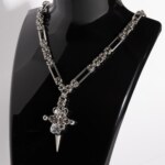 Silent Chain byzantine chainmail necklace with cross pendant white round variant by silentchxos