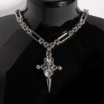 Silent Chain byzantine chainmail necklace pendant white round variant close-up by silentchxos