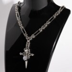 Silent Chain byzantine chainmail necklace with cross pendant white heart variant by silentchxos