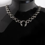 Spiked Piercing Chain spiked chainmail necklace detail view by silentchxos