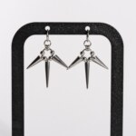Triple Eclipse chainmail spike drop earrings with three steel spikes by silentchxos