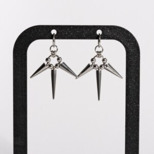 Triple Eclipse chainmail spike drop earrings with three steel spikes by silentchxos