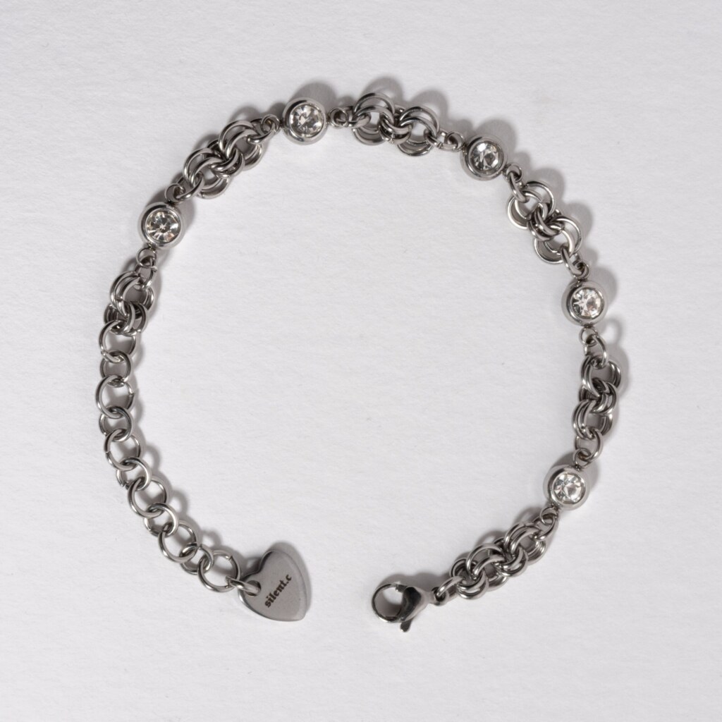 Watcher rhinestone chainmail bracelet in stainless steel by silentchxos